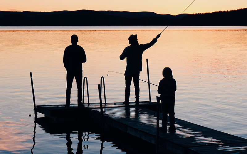 fishing on the lake with kids
