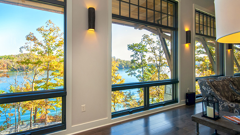 Windows with a view of the lake